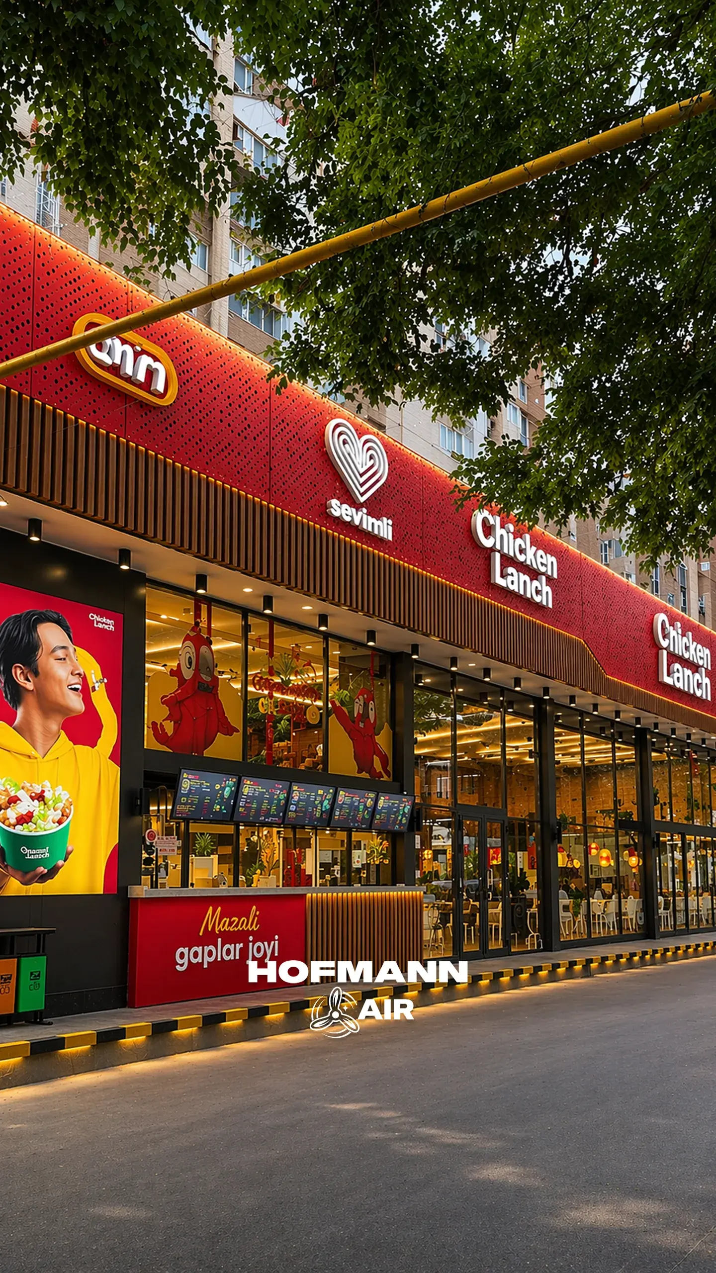 Restaurant facade with the Hofmann Air logo