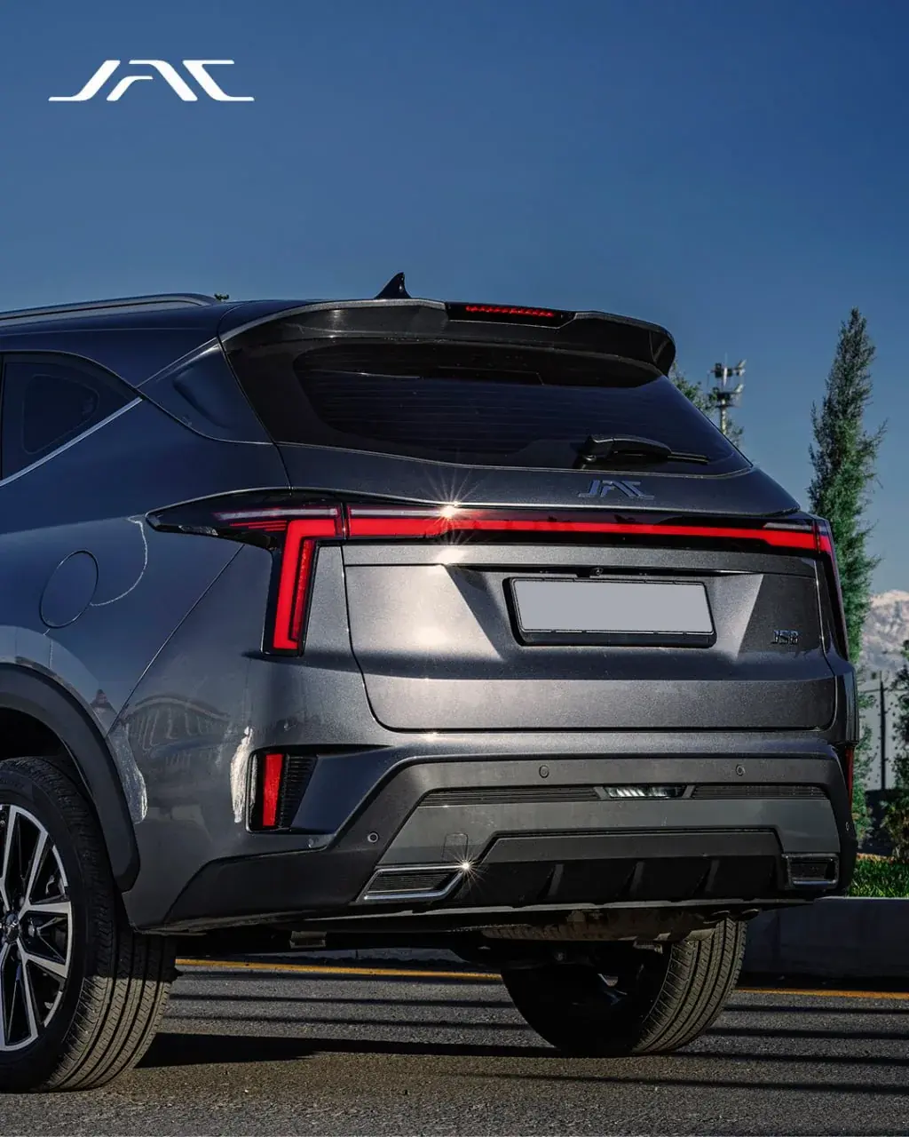 Rear of the graphite JS8 Pro with its full-width red tail-light