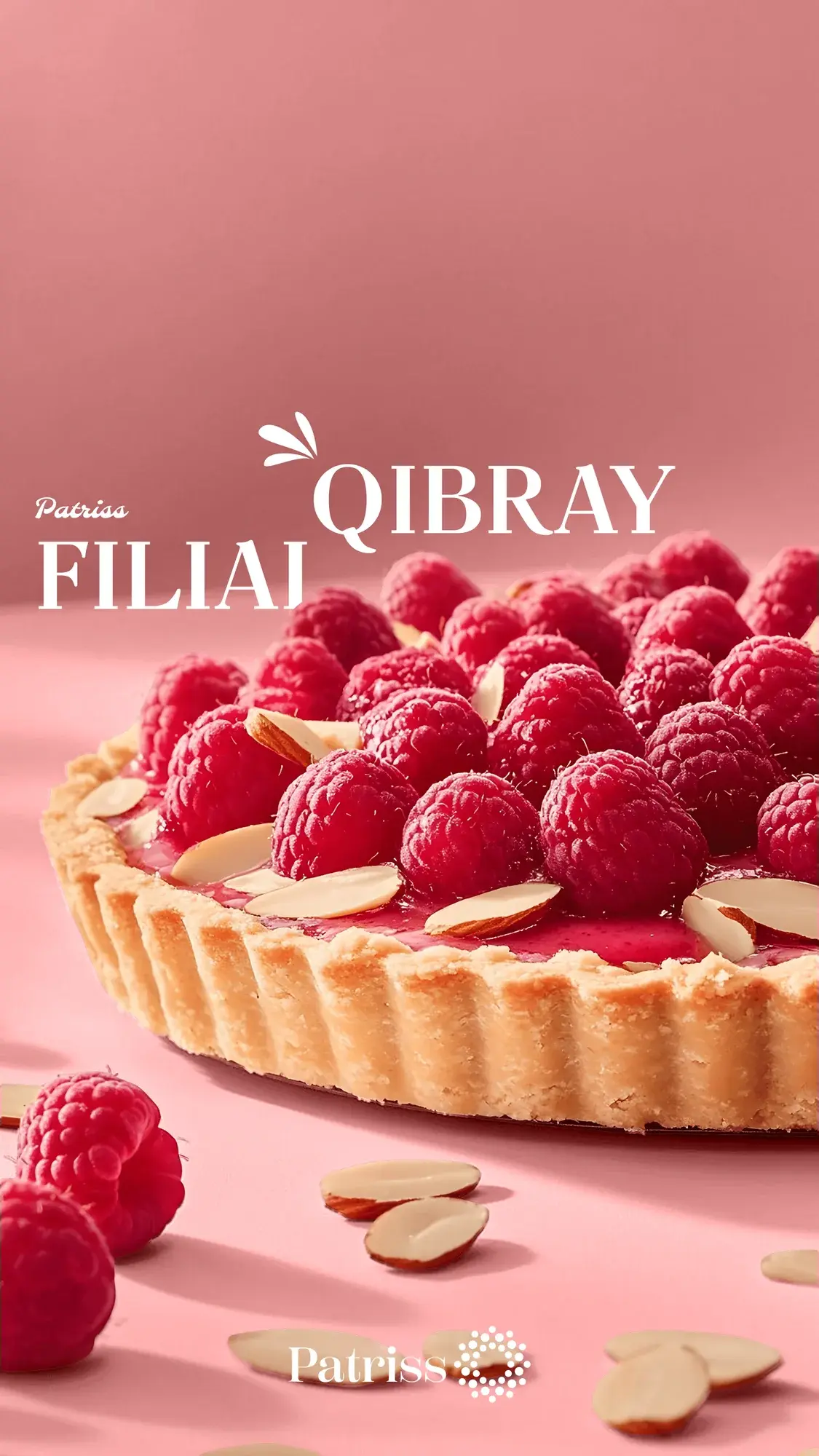 Raspberry and almond tart announcing the Qibray branch
